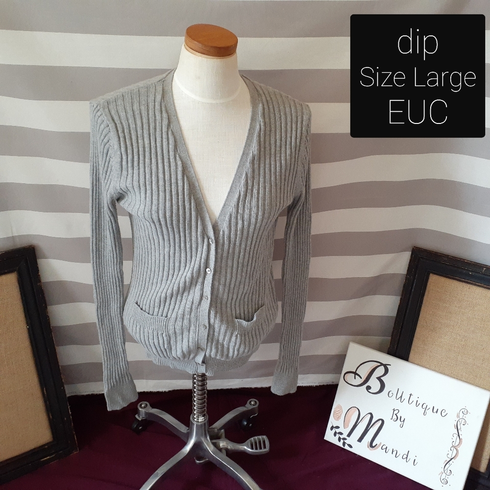 Large Gray Cardigan with Pockets Long Sleeves
